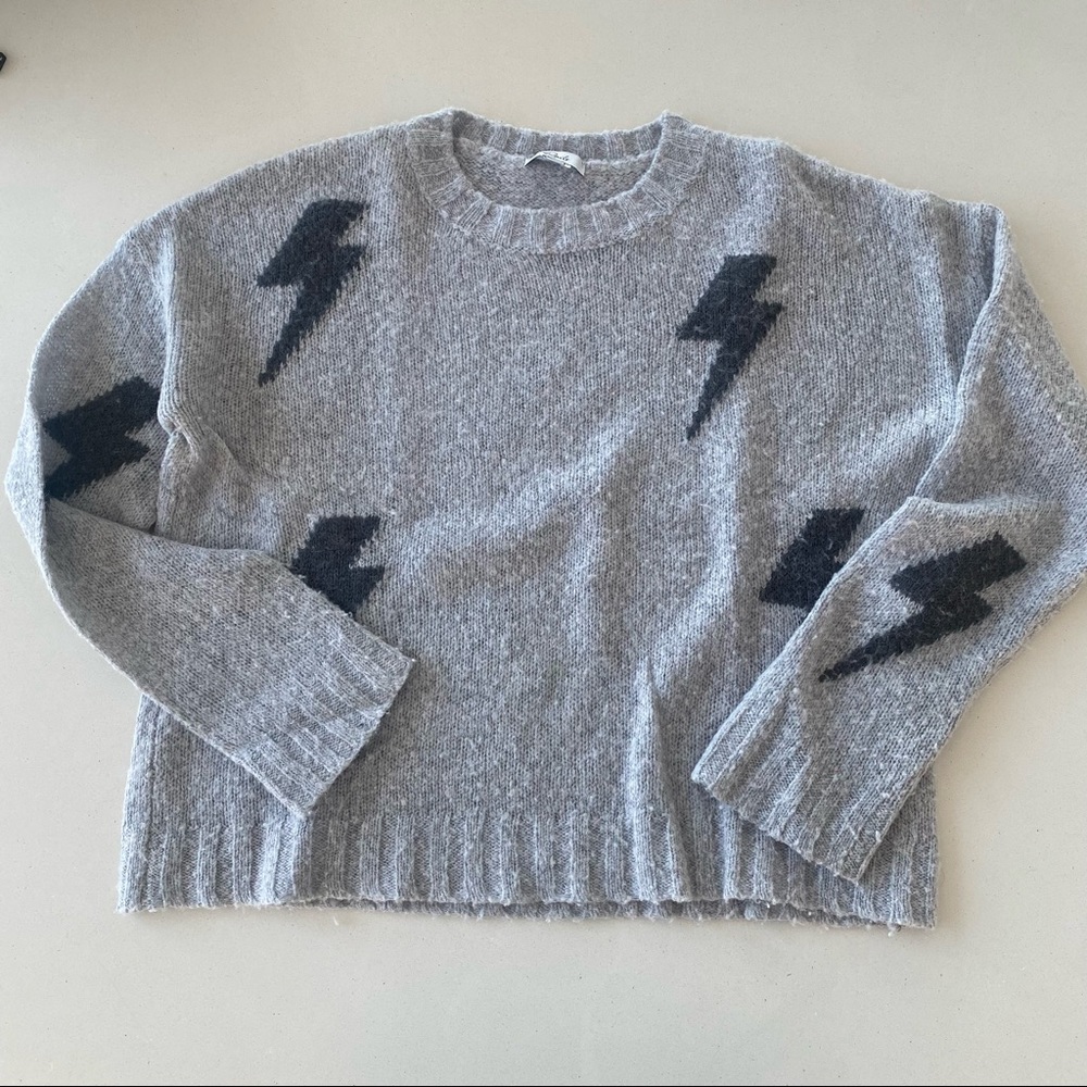 Rails Women's Perci Lurex Lightning Bolt Sweater - Heather Gray